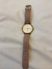 Michael Kors Ladies Gold Watch New Battery Fitted Pink Leather Strap