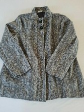 Ladies Coat Anne De Lancay Size L Button Front Grey N.o 1863