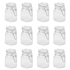 Hexagonal Spice Herb Jars x12 Clip Top Mini Glass Jar 100ml Storage Pots | M&W
