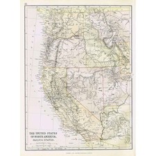 UNITED STATES OF AMERICA Pacific States - Antique Map 1883 by Blackie