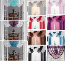 READY MADE BEADED VOILE SWAG SWAGS NET CURTAIN DECORATIVE PELMET VALANCE DRAPES