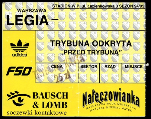 Ticket 1996 legia - 1996,