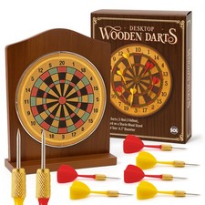 1pk Desktop Dart Board Wooden