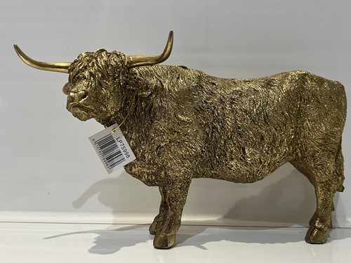 Large gold silver highland cow - silver,