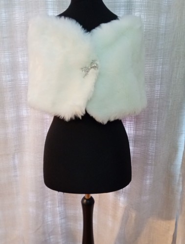 Womens ivory faux - fur, bridal
