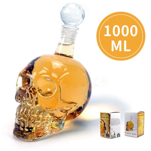 Skull head glass decanter - glass, –