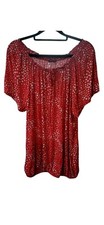 Ladies Red Top Size 18 Savoir Elasticated Hem
