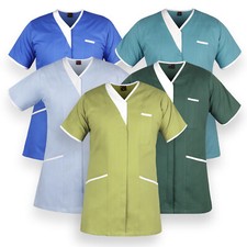 PIPING TUNIC MEDICAL UNIFORM HOSPITAL UK MEDICAL SCRUB 100% COTTON SALON UNIFORM