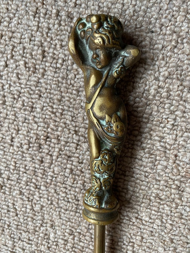 Old brass fire poker - fire, (62