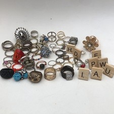 Job lot Broken Rings Bundle Mixed, 50+ Various Condition Repair Art Craft Spares