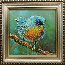 Bird Original Oil Painting 4x4