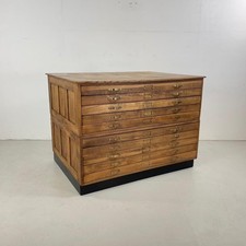 VINTAGE INDUSTRIAL STAVERTON PLAN CHEST ARCHITECTS DRAWERS BRASS D HANDLES #4689
