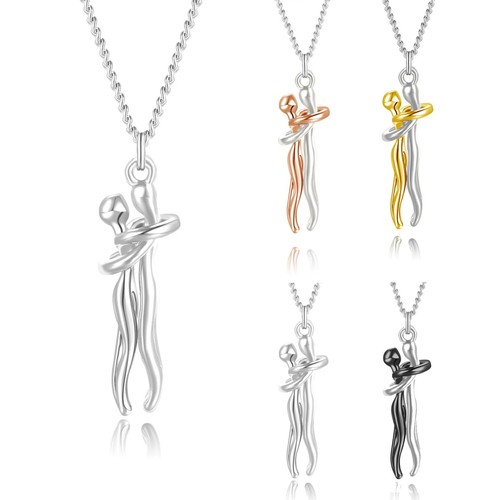 Stainless steel hug pendant - steel,