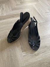 M&S Black Wedge Sandal Size 6
