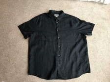 Marks And Spencer Men's Black Pure Linen Short Sleeved Shirt - Size 3XL