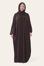 Plain Batwing Abaya with Attached Hijab - One Size Fits Most
