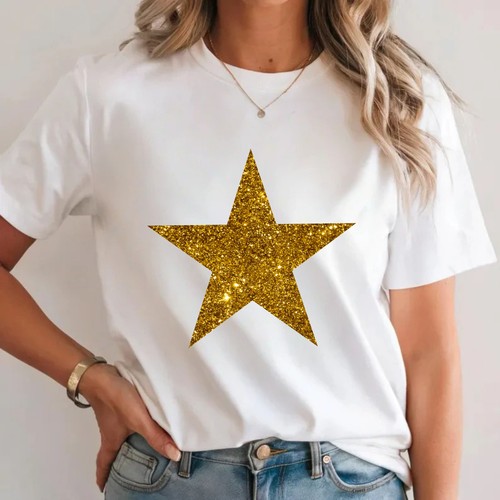 Gold glitter star - gold,
