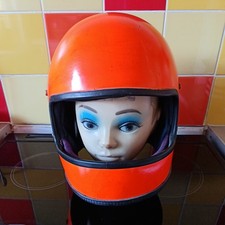 vintage orange full face crash helmet for DISPLAY man cave / bike shed