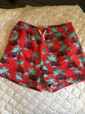 Mens Havacoa Swim Shorts Red Palm Tree Jeep- S Small