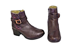 Moshulu deep purple and sparkly leather zip up ankle boots UK 6. EU 39