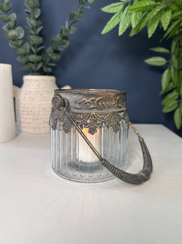 Vintage glass candle holder - glass,