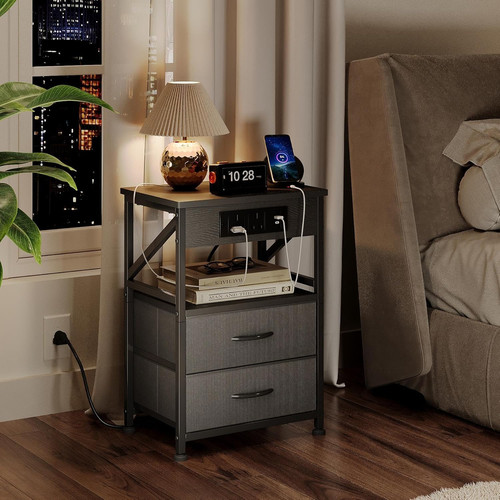 Bedside table with power - bedside,