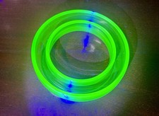 Vintage Uranium Glass Art Deco Posy ring Bowl Vase Bagley England 