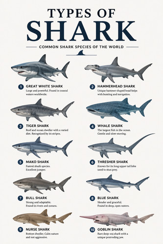 Types sharks wall - types, of