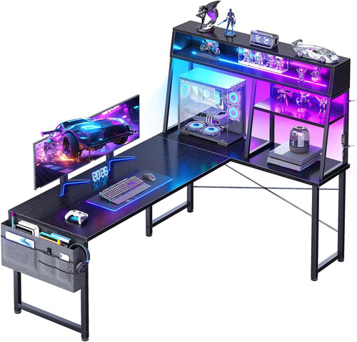 Shaped gaming desk - with, led