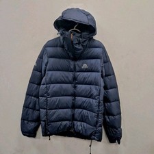 Mountain Equipment Vega Down Puffer Navy Blue Chunky Hooded Coat Jacket Medium