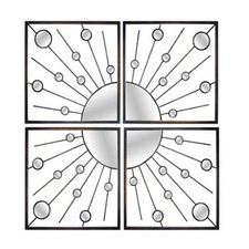 SQUARE STAR BURST WALL MIRROR 35.5CM MIRRORED WALL ART CONTEMPORARY