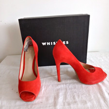Whistles Cherrute  Orange Suede Peep Toe Platform Shoes, 5/38 Cost £155 In VGC