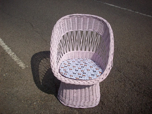 Pink painted wicker chair x - painted,