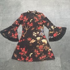 Gorgeous Black Floral Bell 3/4 Sleeve Light Weight  Quiz Dress Size 6 nwot