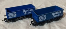 Hornby Railways British Steel R211 Blue Open mineral  Wagons x 2 job lot 00