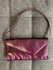 L.K BENNETT BURGUNDY LEATHER CLUTCH BAG