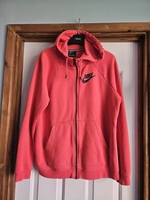 Ladies Coral Colour Nike Hooded Zipped Jacket, Size Medium