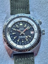Vintage TARA Men's World Timer Automatic Dive Watch Swiss Made - Works - READ!