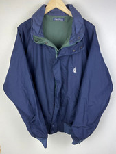 NAUTICA REVERSIBLE BOMBER JACKET Men`s Size XL Concealed Hood Green, Navy