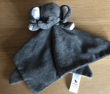 Tu Sainsburys Dark Grey Elephant baby soft Plush toy comforter Blankie Blanket