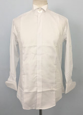 Men's Dress Shirt 14" Wing Collar White Pleated Front Regular Fit New F1