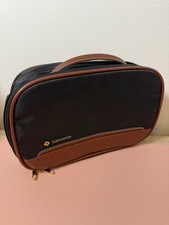 Samsonite black and brown leather wash bag Make Up measures 11.5in x 7in