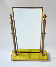VINTAGE PEERAGE BRASS & ONYX DRESSING TABLE VANITY MIRROR c1950