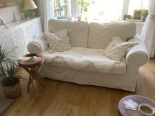 Covers for 2 seat  Erktorp Cream Coloured Polyester Velvet