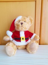 Christmas Bear Soft Toy cute Fluffy Bear in Santa Outfit soft toy Christmas Bear
