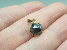 9ct Gold Hematite Pendant Charm Natural Rose Cut Stone 8mm 9K Clip on Bail