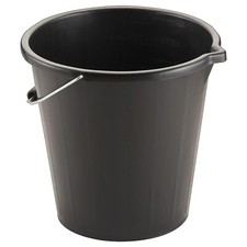 Black 14 Litre Plastic Bucket 3 Gallon Water Storage Cement Mixing Buckets