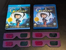 Coraline (Blu-ray, 2009)  3D with Slip Cover and 3D Glasses