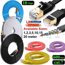 RJ45 Cat7 Ethernet Network LAN Cable Gold Plated Ultra-thin Flat Lead Lot UK