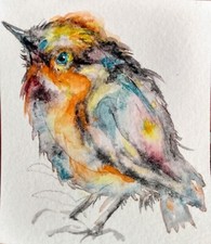  Colorful bird art,original